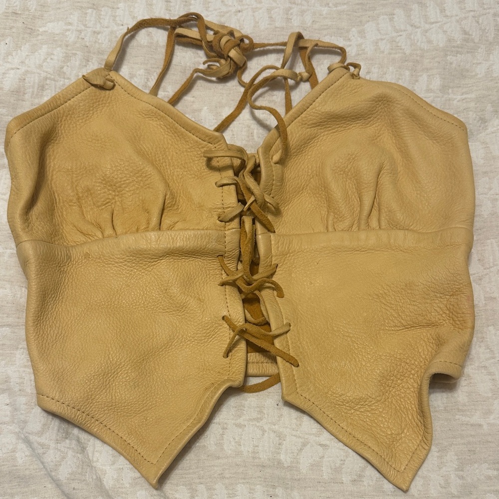 Vintage handmade deerskin top